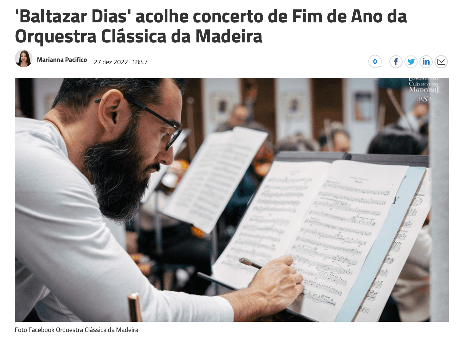 "Baltazar Dias" acolhe concerto de Fim de Ano da OCM 