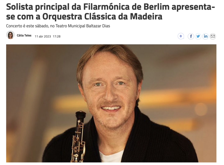 Solista principal da Filarmónica de Berlim apresenta-se com a Orquestra Clássica da Madeira